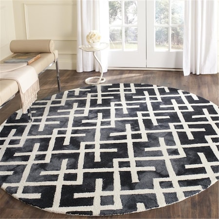 Safavieh 5 x 5 ft. Dip Dye Hand Tufted Round Area Rug Graphite & Ivory DDY677J-5R